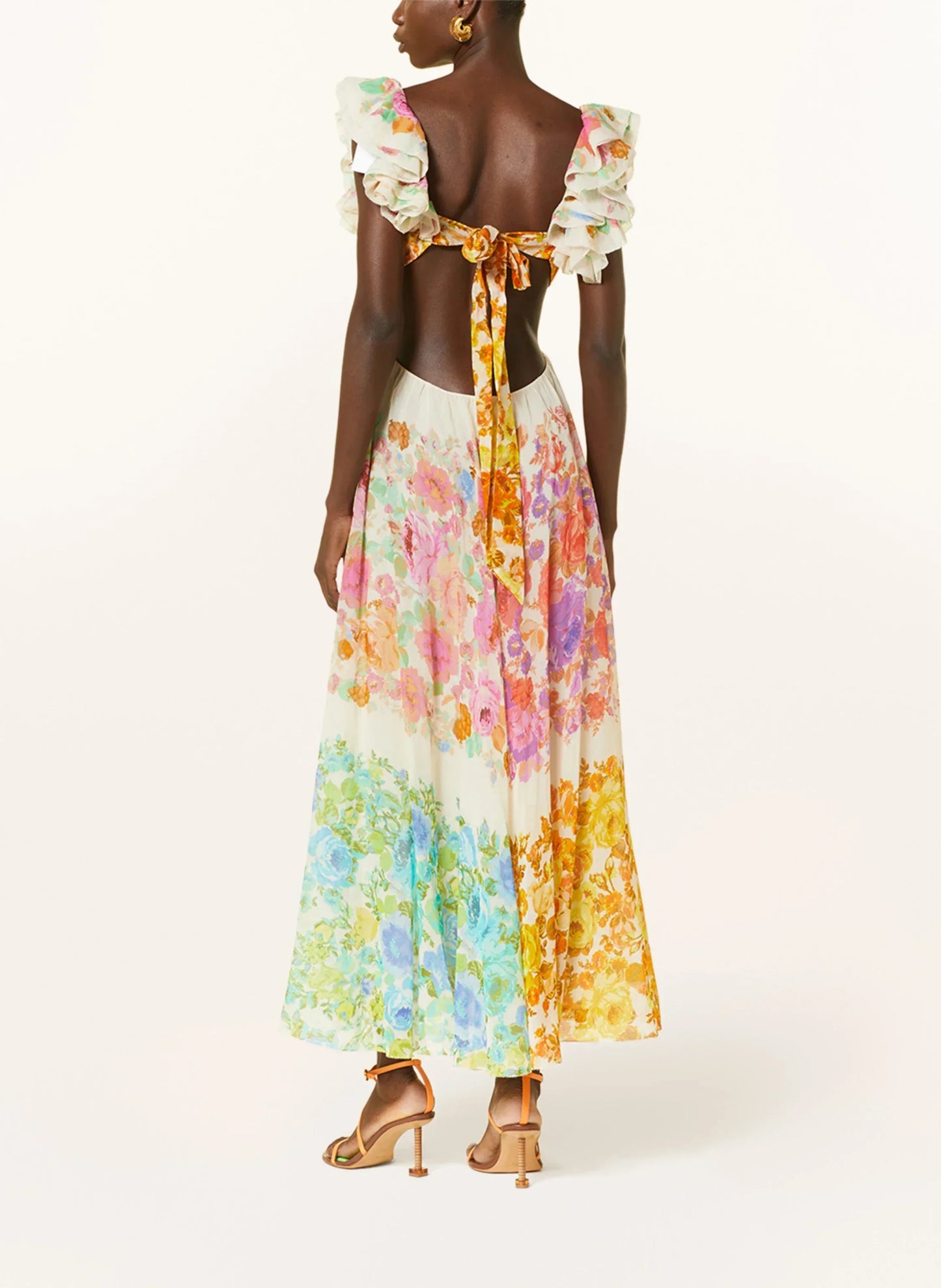 Bloomelia | Floral Print & Ruffles Maxi Dress