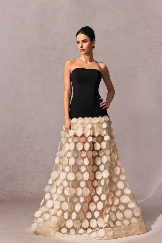 Livette - 3D Strapless Maxi Dress