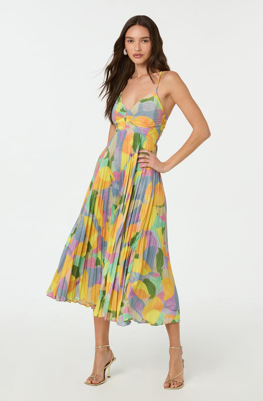 Lisa – Pleated maxi dress with floral print