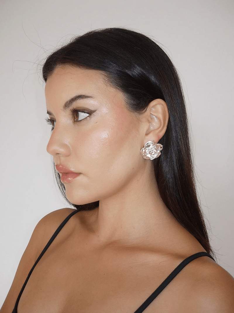 Vyanna -  Gold & Silver Rose Earrings