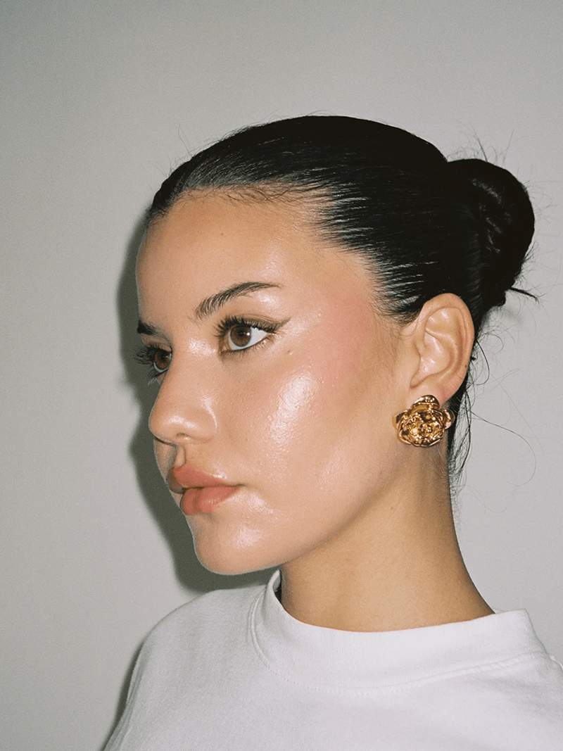 Vyanna -  Gold & Silver Rose Earrings