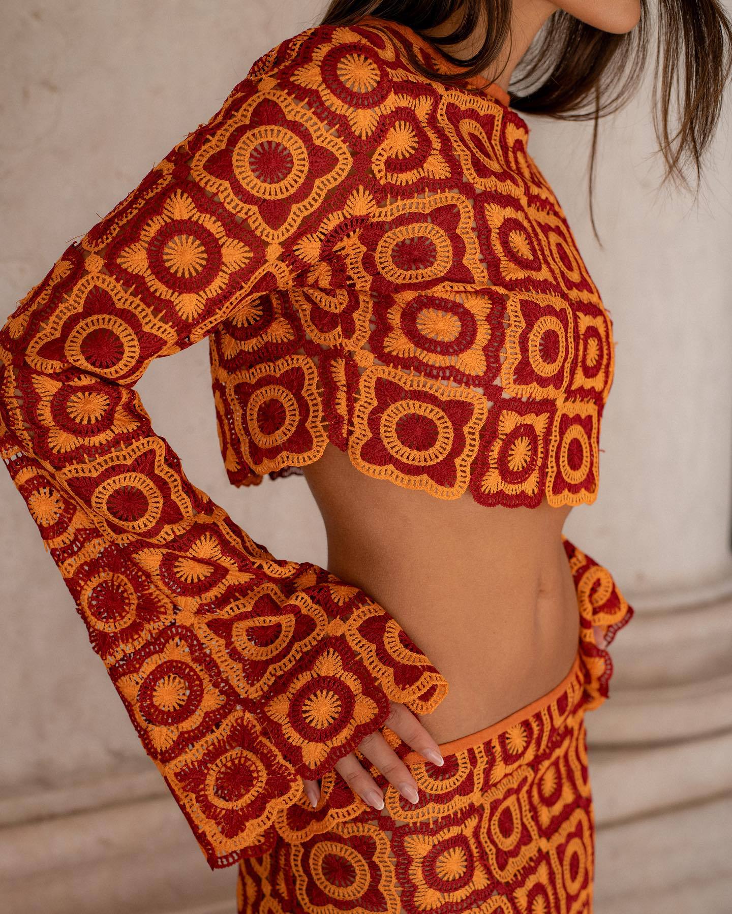 Elorine – Long Sleeve Wrap Set with Maxi Skirt