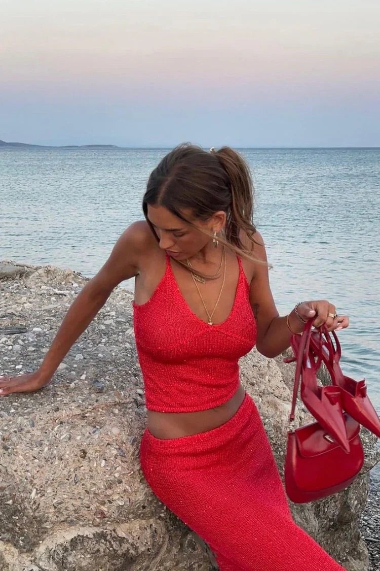 Celinne – Sleeveless knitted set with elegant cut