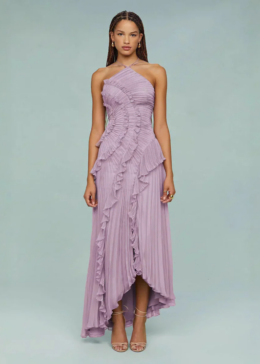 Livette -  Halter neck and ruffles Maxi Dress