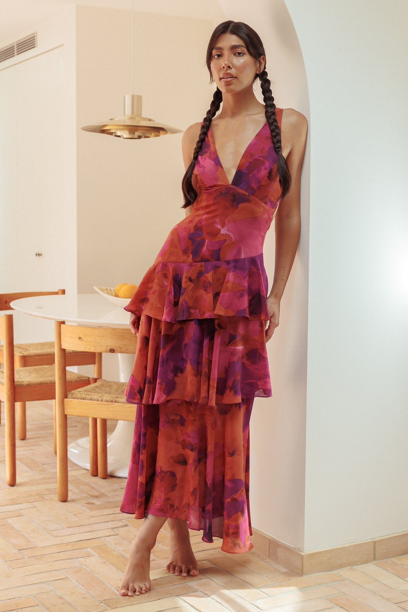 Veda Ruffle Midi Dress