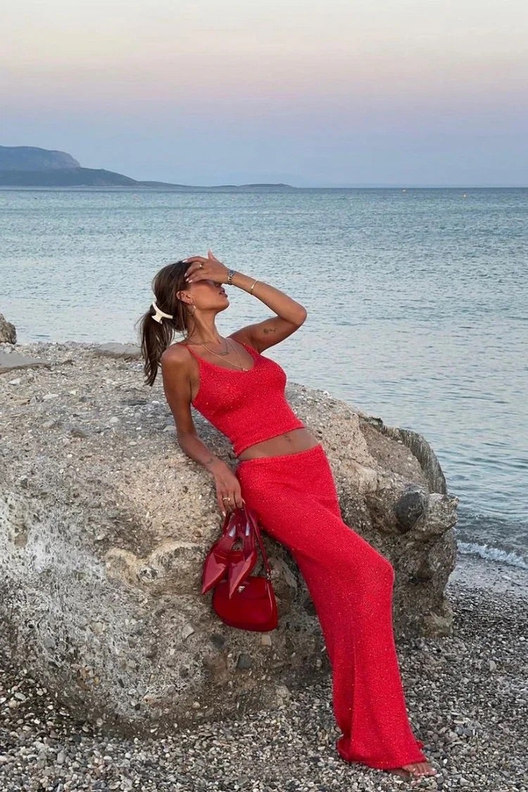 Celinne – Sleeveless knitted set with elegant cut