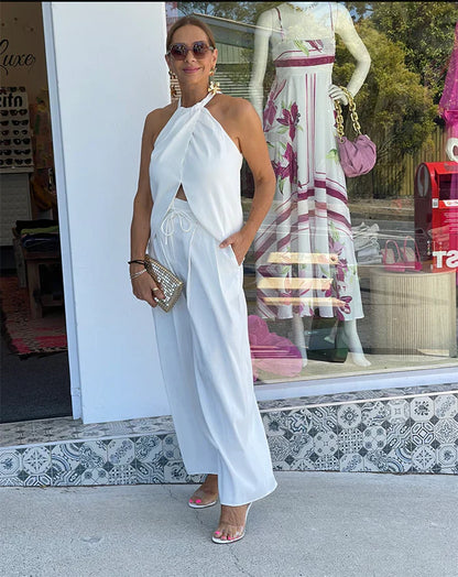 Julie – Elegant halter co-ord set with split detail