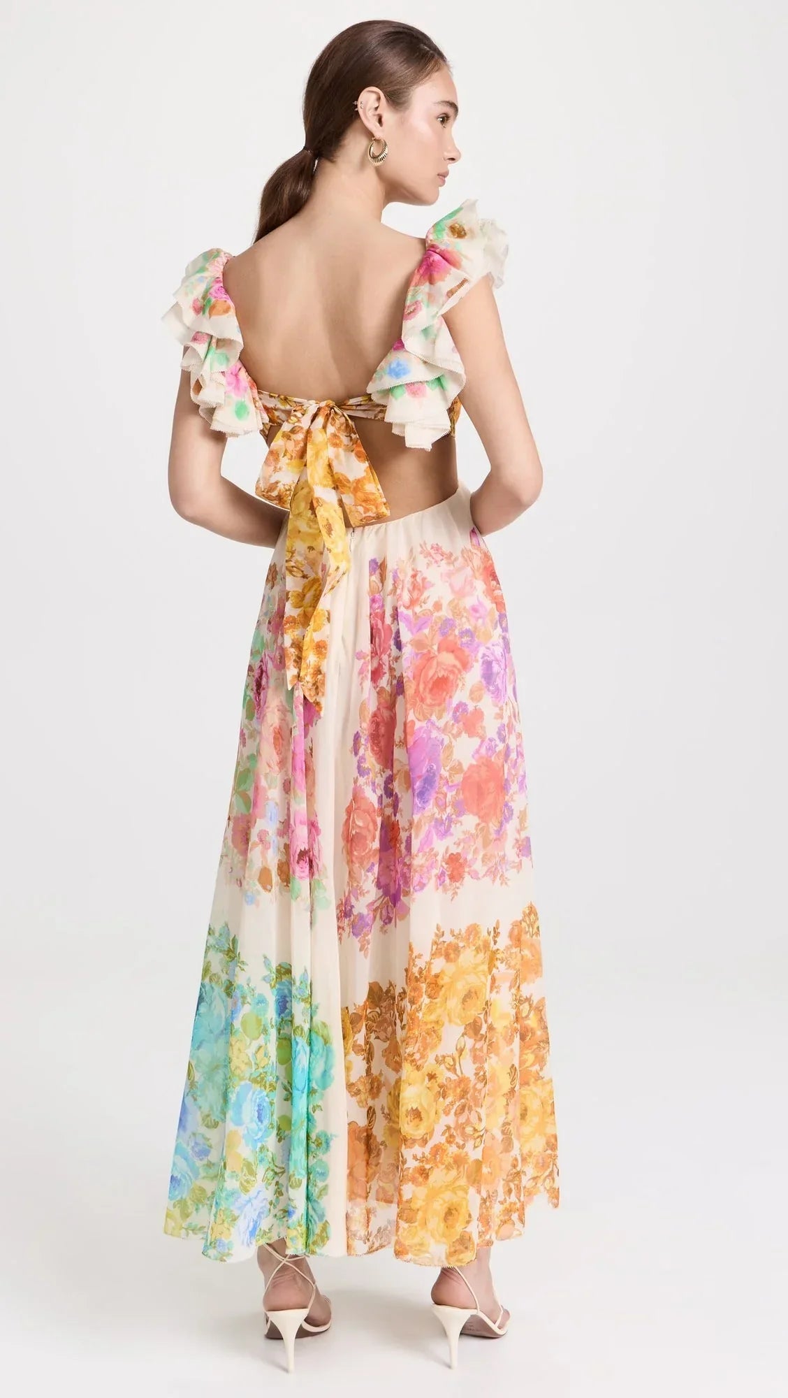 Bloomelia | Floral Print & Ruffles Maxi Dress